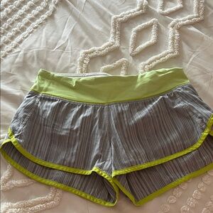 Lululemon Athletica Striped Gray and Lime Athletic Shorts